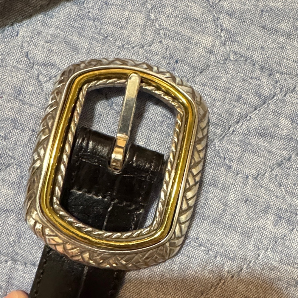 Brighton reversible 3 way black Brown leather Belt, Gold Silver Buckle large 34 - Picture 5 of 5